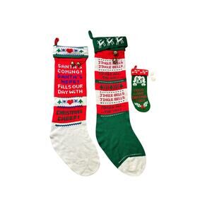 Vintage Kurt‎ S Adler Knit Christmas Stocking Long 1985 Lot Of 2 + Dog Stocking